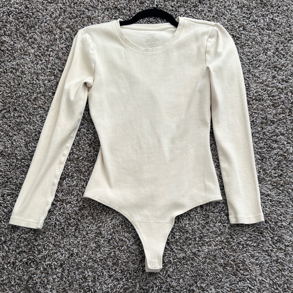 NUUDS long sleeve ribbed bodysuit bone